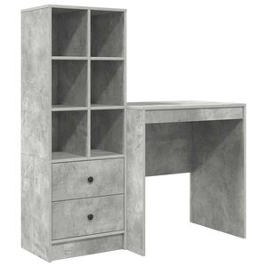 vidaXL Bureau avec rangement 2 Pièces Gris béton 70 x 50 x 76 cm