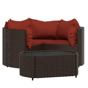 vidaXL Salon de jardin 4 Pièces avec coussins Marron Résine tressée