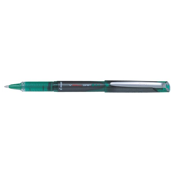 Stylo roller v-ball grip pointe métal large 1 mm encre liquide vert x 12 pilot