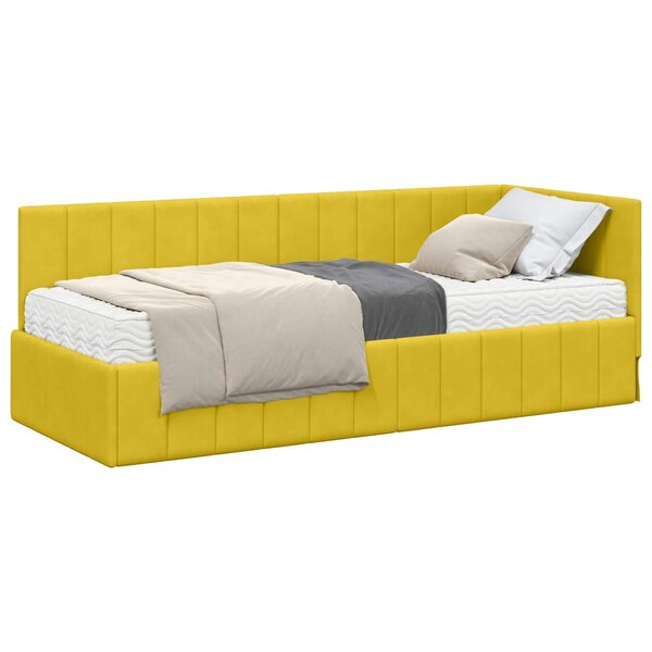 vidaXL Cadre de lit d'angle avec matelas 2 pc Jaune 80 x 200 cm