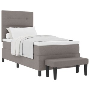 vidaXL Lit à ressorts avec tête de lit Taupe 90 x 190 cm tissu