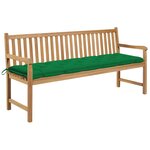 vidaXL Banc de jardin avec coussin vert 175 cm Bois de teck massif