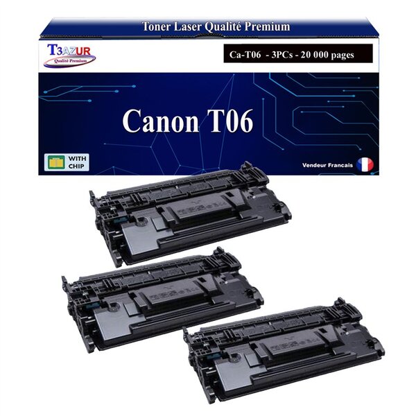 T3AZUR -3x Toners compatibles avec Canon i-SENSYS X1643P  imageRUNNER 1643i  1643iF  iR 1643i  iR 1643iF remplace Canon T06 Noir - 20 000 pages