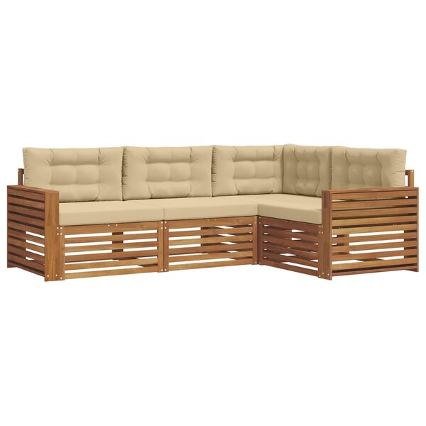vidaXL Ensemble de canapés d'extérieur 4 pc Naturel et Beige