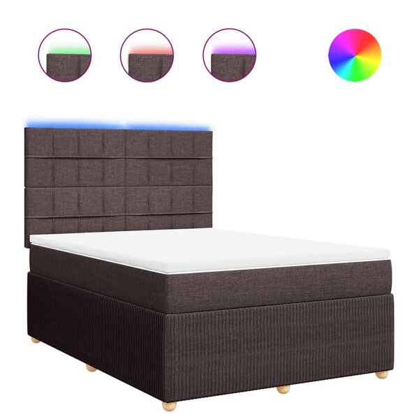 vidaXL Sommier à lattes de lit avec matelas Marron foncé 140x200 cm