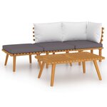 Salon de jardin meuble d'extérieur ensemble de mobilier 4 pièces avec coussins bois d'acacia solide 02_0016092