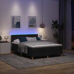 vidaXL Lit à ressort LED avec matelas avec LED Noir 140 x 190 cm tissu