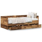 vidaXL Cadre de lit de jour avec tiroirs Bois ancien 90 x 200 cm