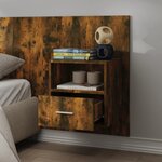 vidaXL Tables de chevet murales 2 Pièces Chêne fumé