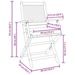 Chaises de jardin pliantes vidaXL avec coussin gris 8 pièces en bois d'acacia massif