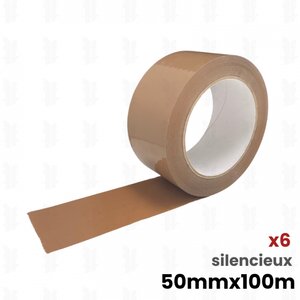6x rouleaux adhésifs Havane SILENCIEUX (28µ) 50mm x 100m