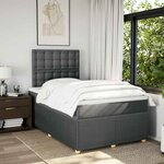vidaXL Sommier à lattes de lit avec matelas Gris foncé 120x200cm Tissu