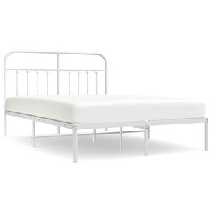 vidaXL Cadre de lit métal avec tête de lit blanc 150x200 cm