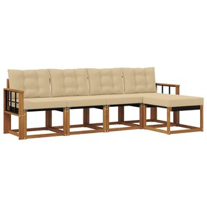 vidaXL Ensemble de canapés d'extérieur 5 Pièces Naturel et Beige