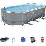 BESTWAY Piscine hors sol Power Steel ovale - 549 x 274 x 122cm, filtre a cartouche, bâche, échelle, diffuseur Chemconnect