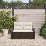 vidaXL Canapé de jardin 2 places avec rangement et coussins en poly rotin marron