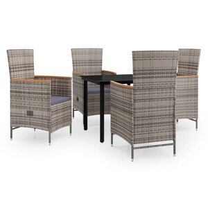 vidaXL Ensemble à manger de jardin avec coussins 5 Pièces Gris