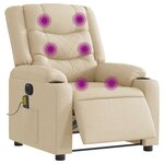vidaXL Fauteuil inclinable de massage électrique crème tissu