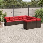 vidaXL Salon de jardin et coussins 11 Pièces marron résine tressée