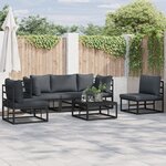 vidaXL Ensemble de canapé de jardin 5 Pièces Noir 213 x 71.5 x 71 cm