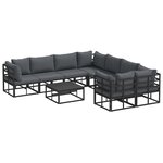 vidaXL Ensemble de canapé de jardin avec coussin 9 Pièces Noir Aluminium
