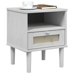 vidaXL Table de chevet SENJA aspect de rotin blanc bois de pin massif