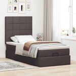 vidaXL Lit ottoman avec matelas et LED marron foncé 90x200 cm tissu