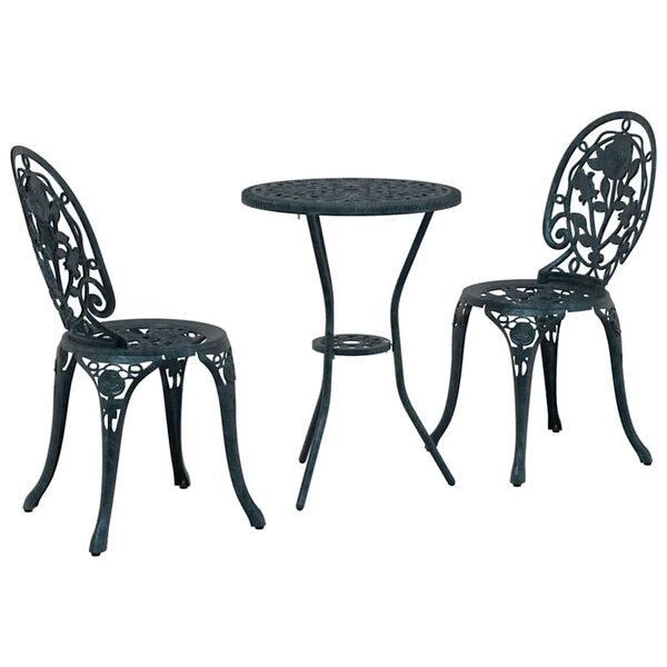 vidaXL Ensemble bistro de jardin 3 Pièces Vert Aluminium