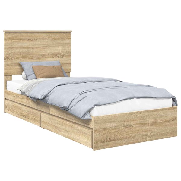 vidaXL Lit de Rangement Chêne Sonoma 90 x 190 cm Bois d'ingénierie