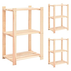 vidaXL Étagères de rangement à 3 niveaux 3 Pièces 60x38x90 cm Pin 150 kg