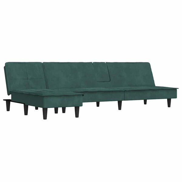 vidaXL Canapé-lit en forme de L vert foncé 255x140x70 cm velours