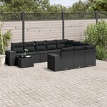 vidaXL Salon de jardin 11 Pièces avec coussins noir résine tressée