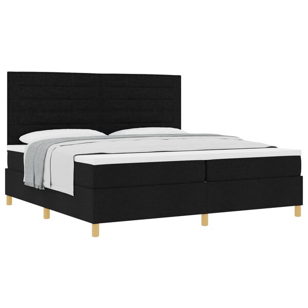 vidaXL Lit à ressorts avec tête de lit Noir 200 x 200 cm tissu