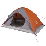 vidaXL Tente de camping à dôme 4 personnes gris et orange imperméable