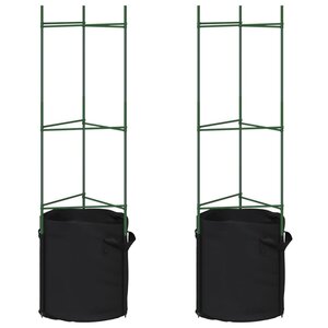 vidaXL Cage à tomates avec sac à plantes 2 Pièces 116 cm acier et PP