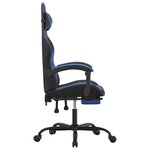 vidaXL Chaise de jeu avec repose-pied Noir et bleu Similicuir