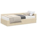 vidaXL Cadre de lit d'angle avec matelas 2 pc Crème 80 x 200 cm tissu