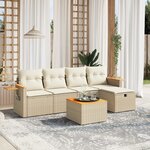 vidaXL Salon de jardin avec coussins 6 Pièces beige résine tressée