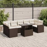 vidaXL Salon de jardin 8 Pièces avec coussins marron résine tressée