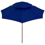 vidaXL Parasol à deux étages avec mât en bois bleu 270 cm