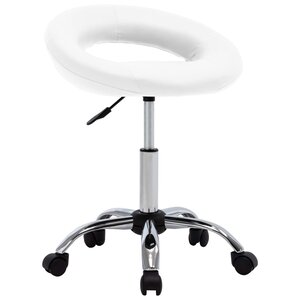 vidaXL Chaise de travail roulante Blanc Similicuir