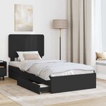 vidaXL Lit de Rangement avec tiroir Noir 75 x 190 cm Bois d'ingénierie