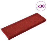 vidaXL Tapis d'escalier 30 pièces 65 x 21 x 4 cm Rouge Bordure rectangulaire