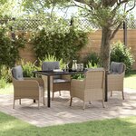 vidaXL Ensemble de salle à manger de jardin 5 pièces avec coussins beige poly rotin