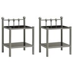 vidaXL Tables de chevet 2 Pièces Gris et noir Métal et verre