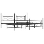 vidaXL Cadre de lit métal avec tête de lit/pied de lit noir 193x203 cm