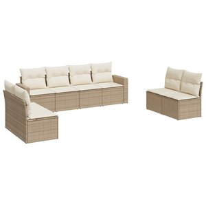 vidaXL Salon de jardin avec coussins 8 Pièces beige résine tressée