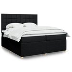 vidaXL Sommier à lattes de lit avec matelas Noir 200x200 cm Tissu