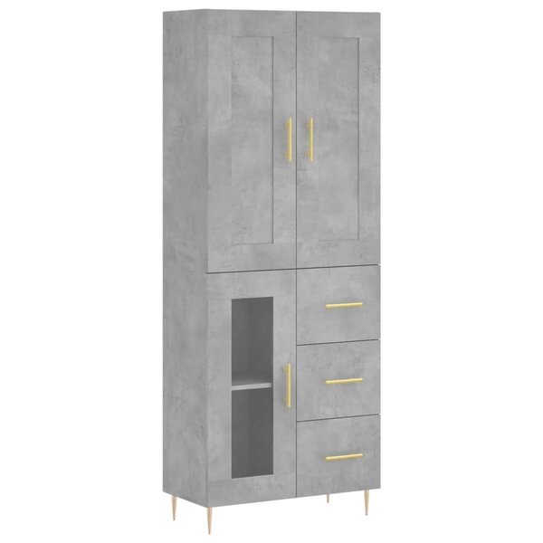vidaXL Buffet haut Gris béton 69 5x34x180 cm Bois d'ingénierie