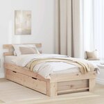 vidaXL Cadre de lit avec tiroir Marron 90 x 190 cm Bois massif en pin